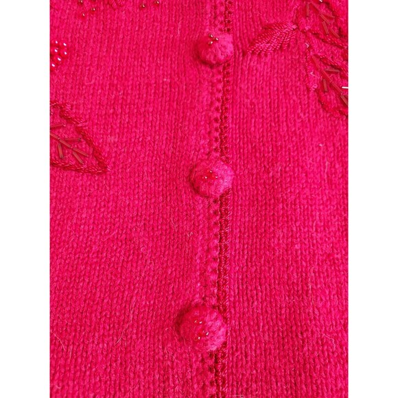 Ladies Heirloom Collectibles Vintage 2003 Red Beaded Embroidered Sweater Large - Picture 4 of 10